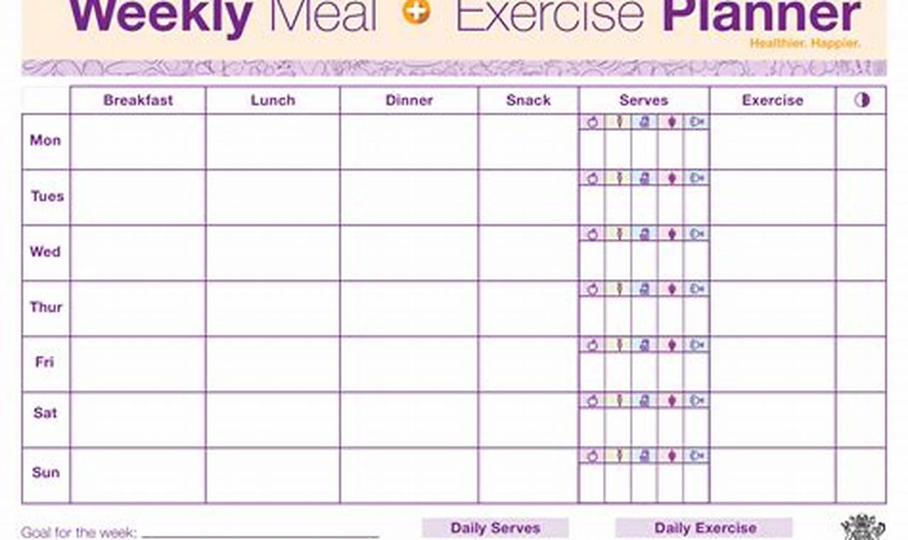 Workout And Diet Calendar