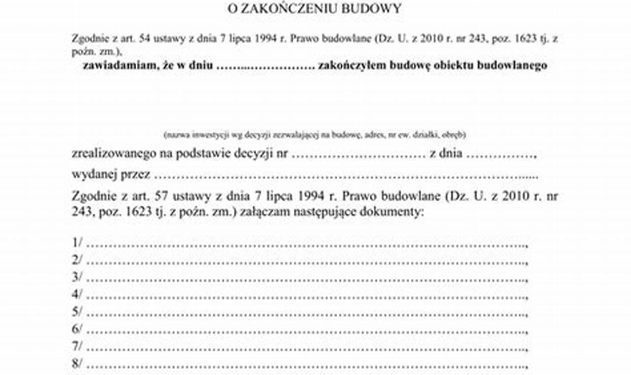 Wydział Architektury Warszawa Dokument O Zakończeniu Budowy Zgubionyny