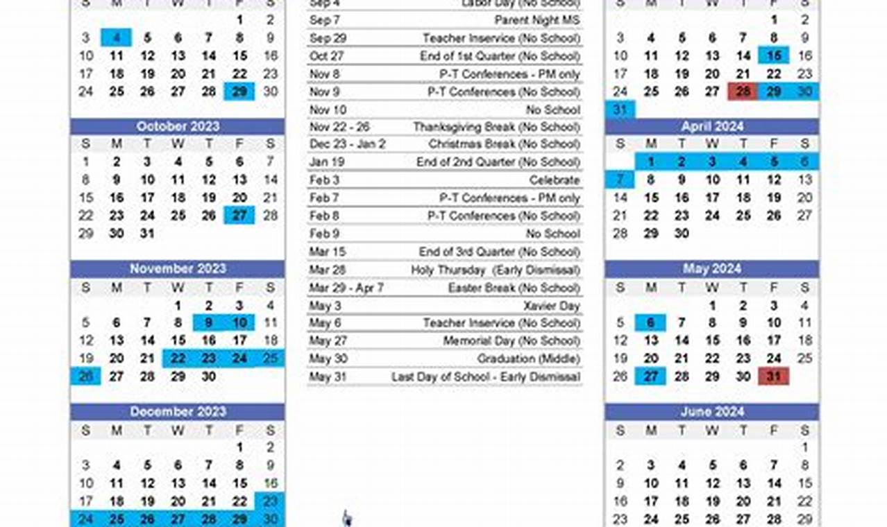 Xavier University Calendar 2024-23