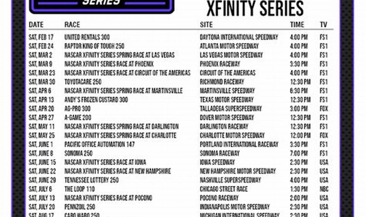Xfinity Schedule 2024
