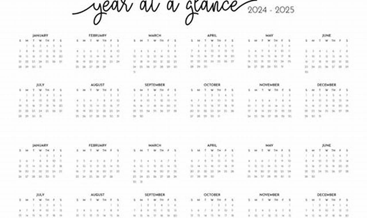 Year At A Glance Calendar 2024-2025