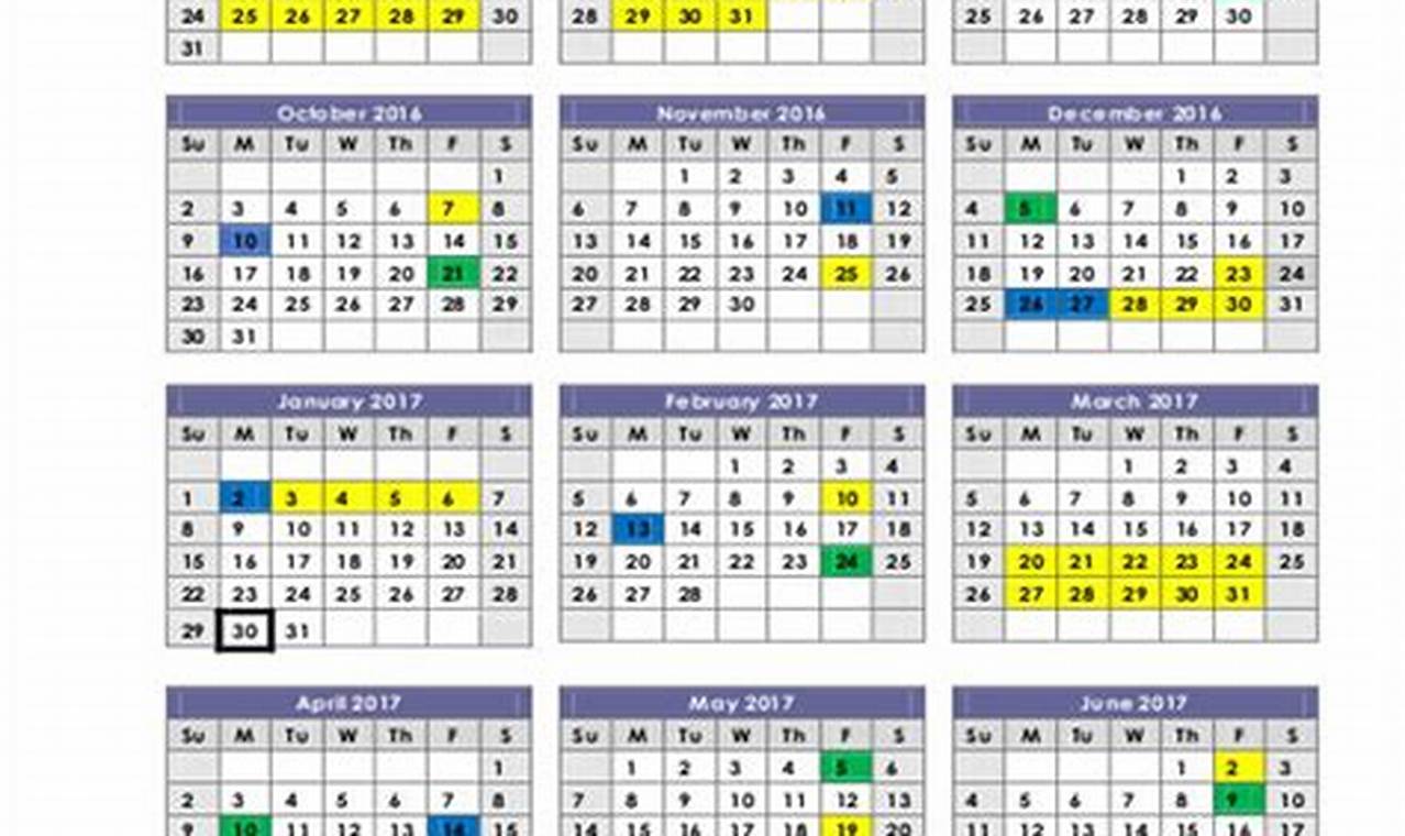 Yearly School Calendar Template Editable Free