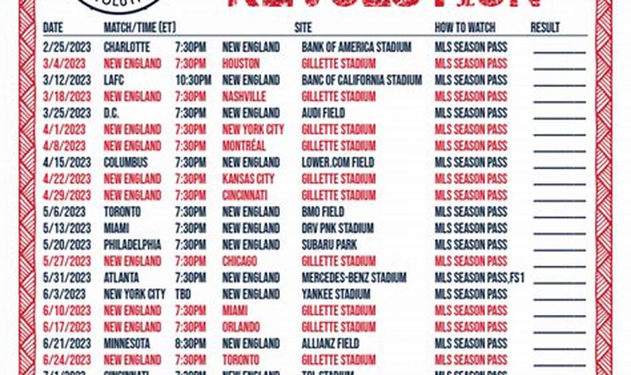 York Revolution Schedule 2024 Football