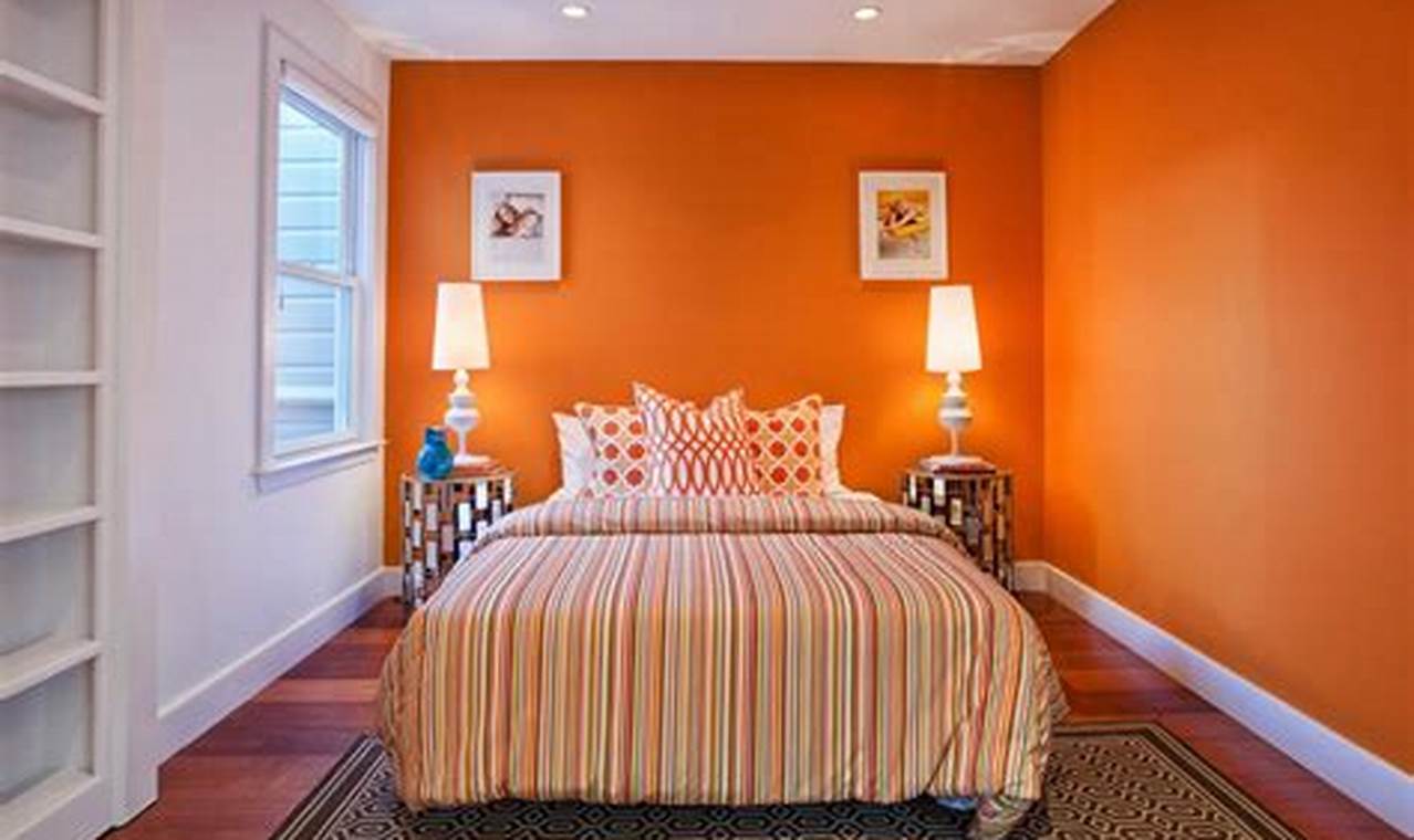 cat kamar warna orange kombinasi