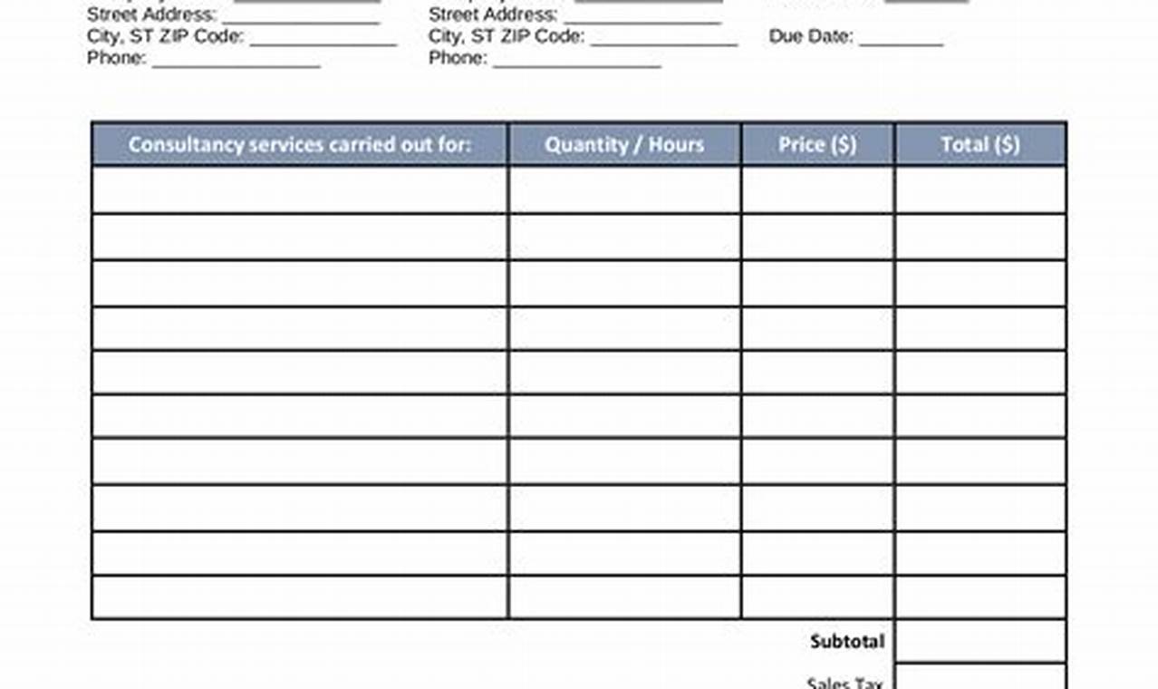 Consulting Invoice Template in Microsoft Word