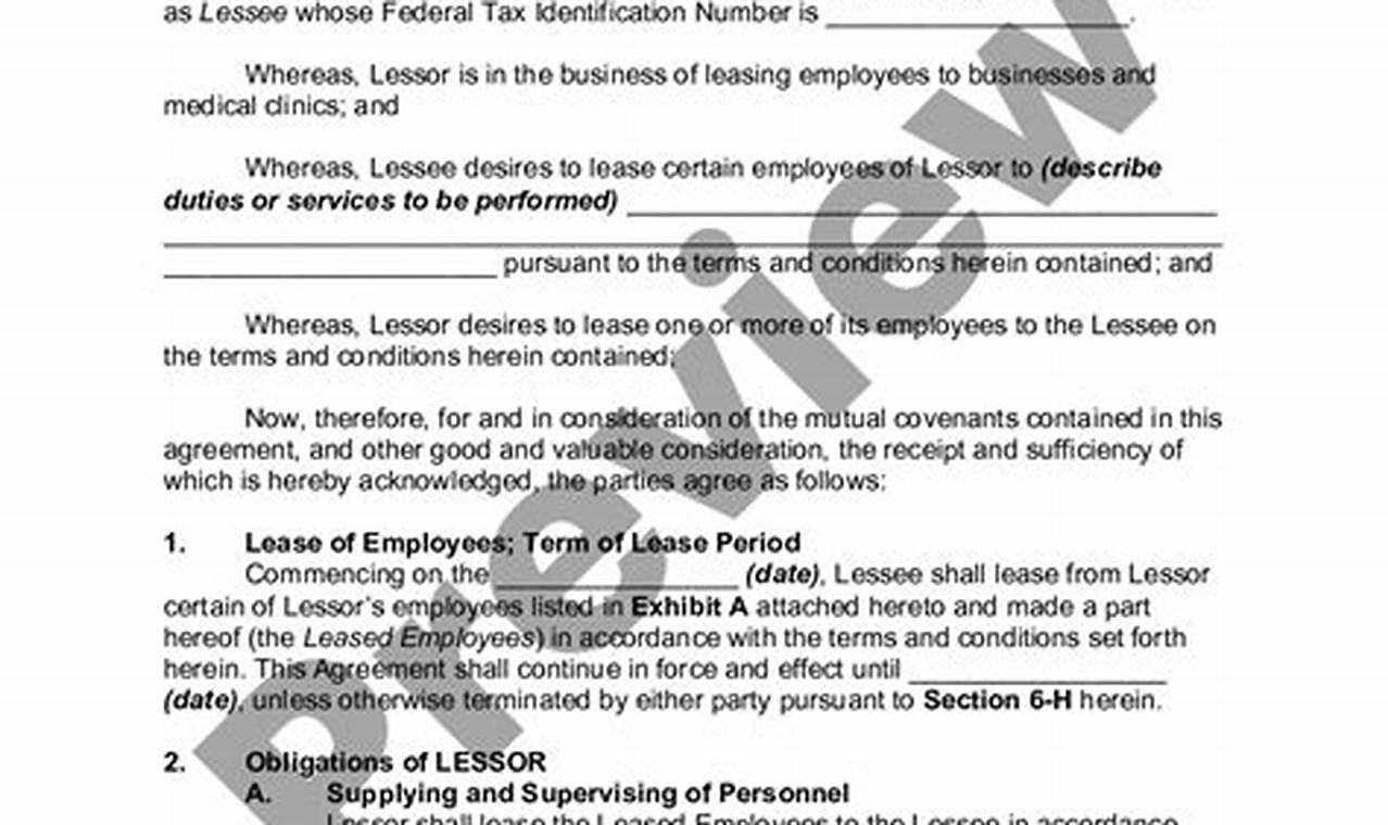 Employee Lease Agreement Template: A Comprehensive Guide