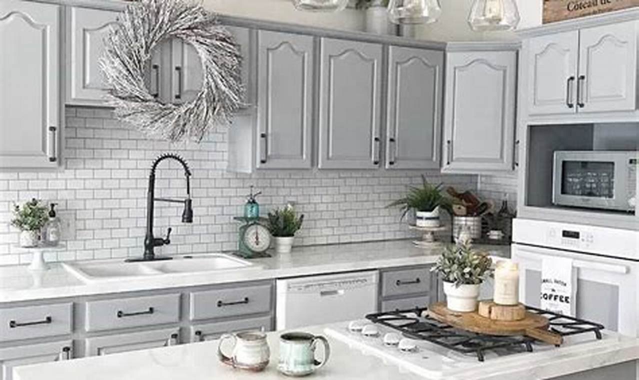 farmhouse grey kitchen cabinets