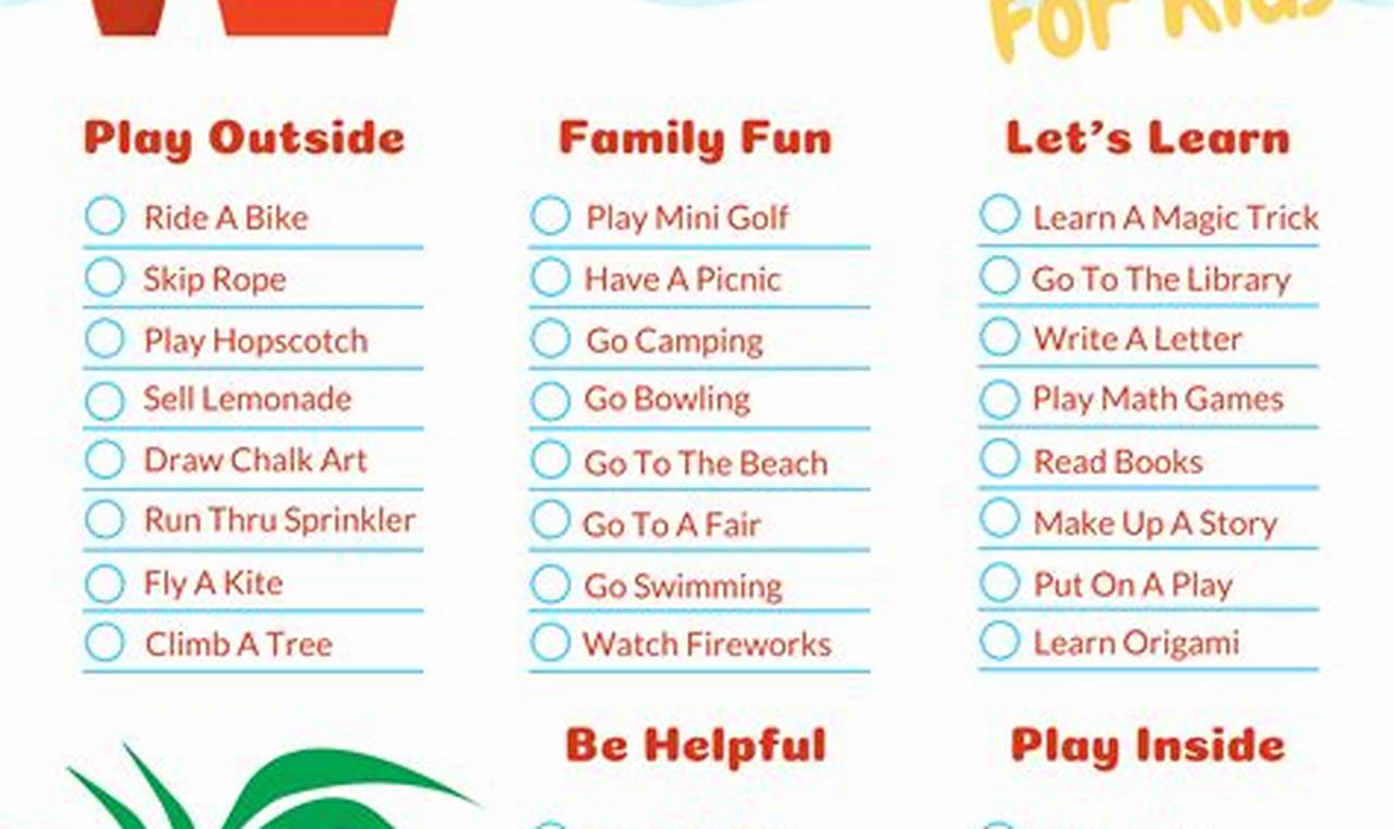 Summer Activities Checklist Template for Kids: Keep Your Little Ones Engaged and Entertained