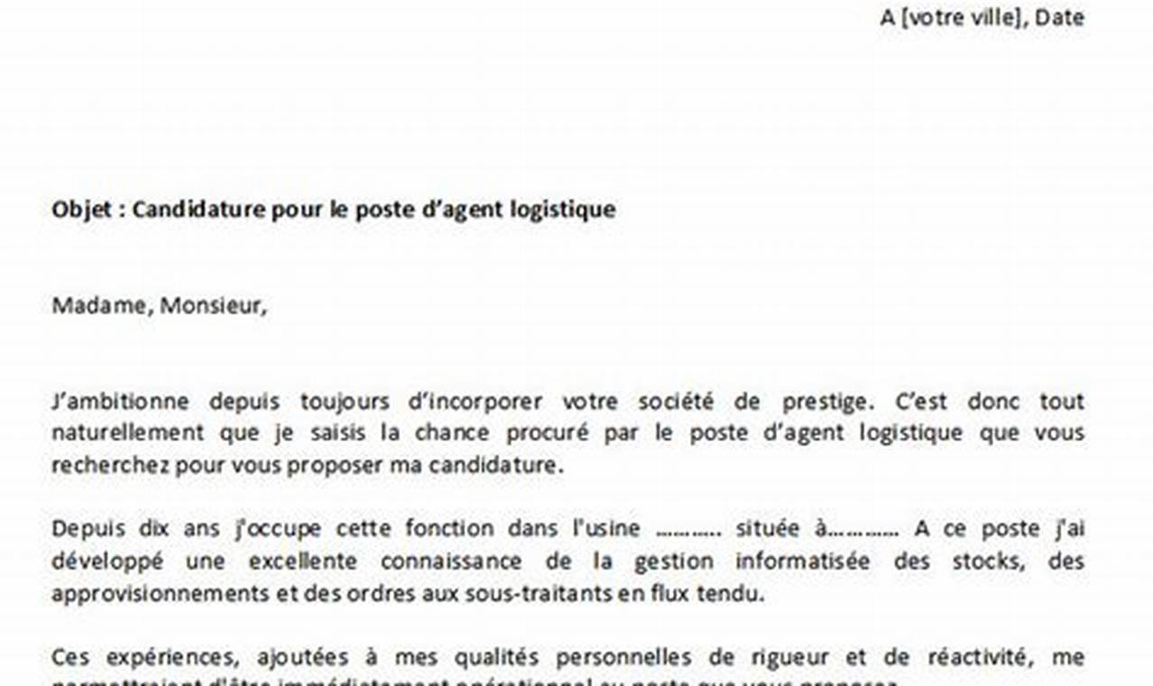 Modèle de lettre de motivation Logistique en France