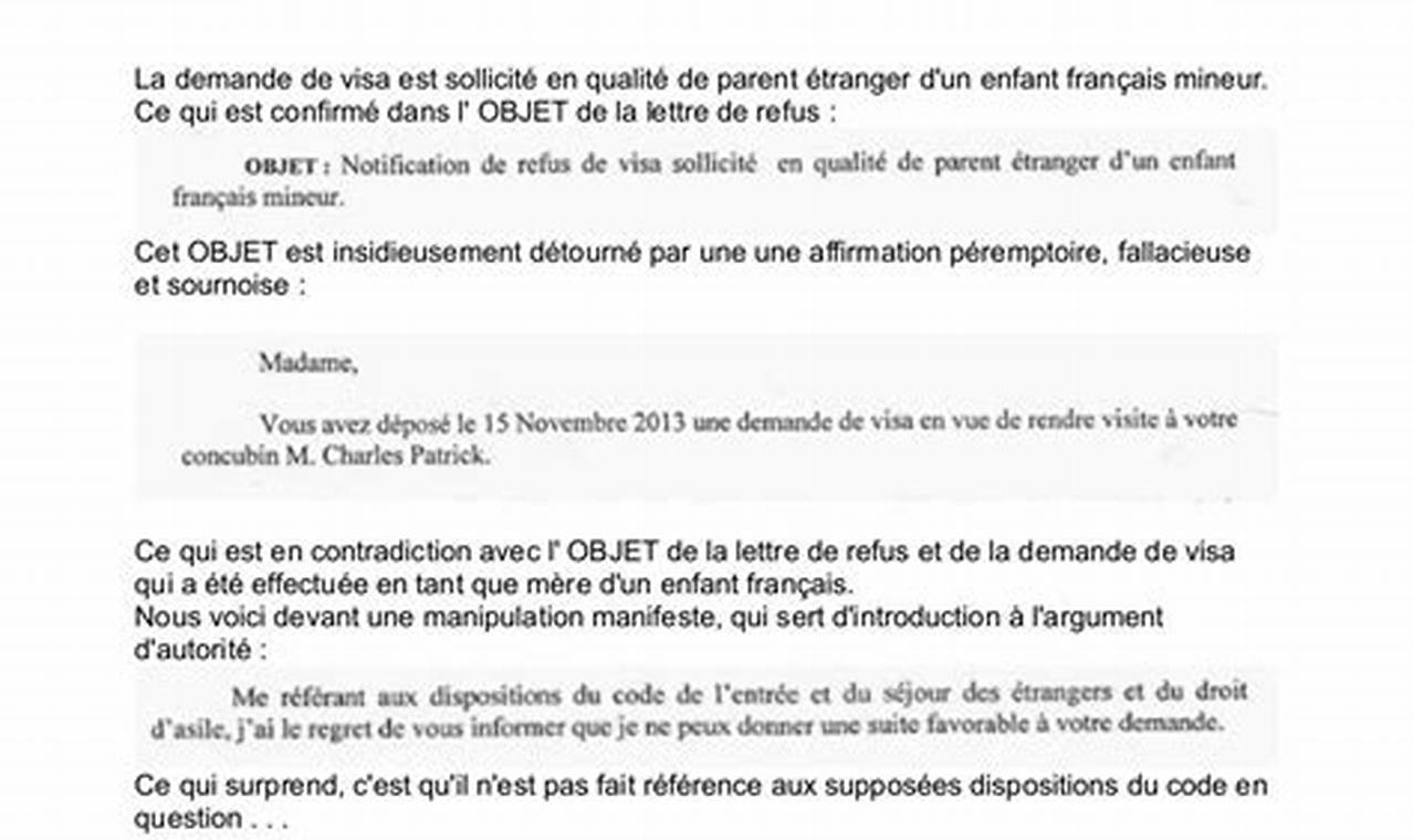 Modèle de Lettre de Recours Contre un Refus de Visa