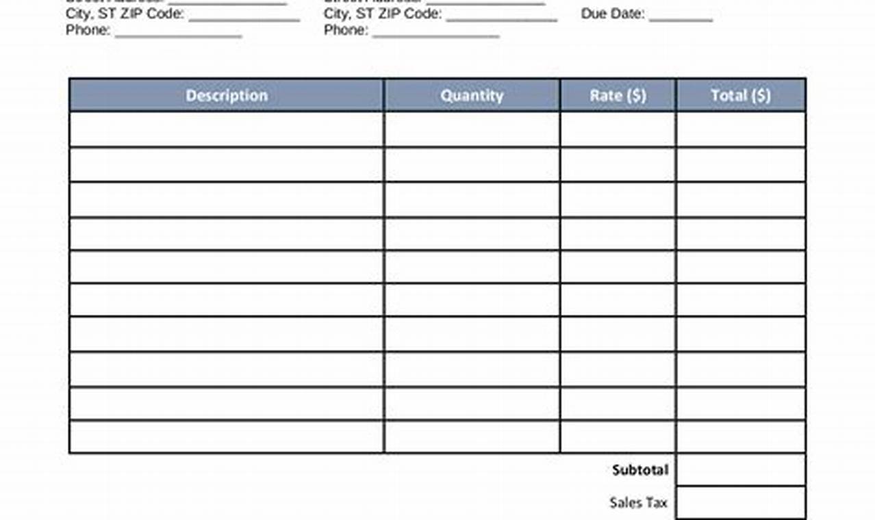 Photography Invoice Blank Template