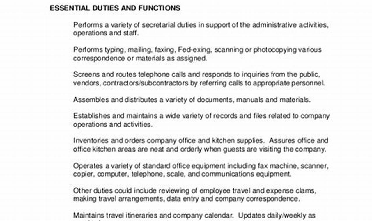 Receptionist Job Description Example