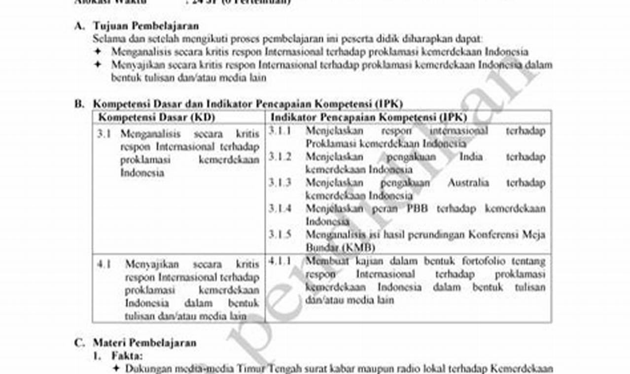 RPP 1 Lembar Sejarah Peminatan Kelas XII