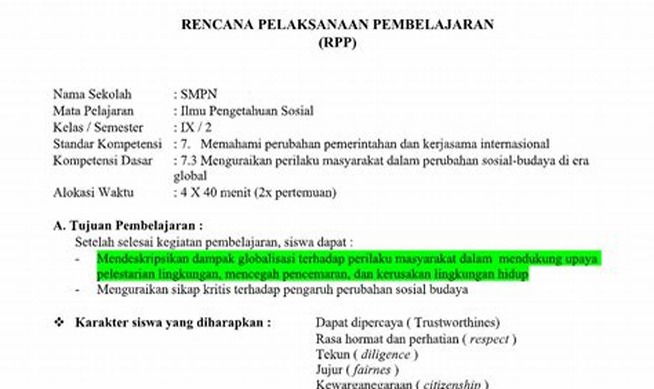 Rencana Pelaksanaan Pembelajaran (RPP) Daring Bahasa Indonesia Kelas 9
