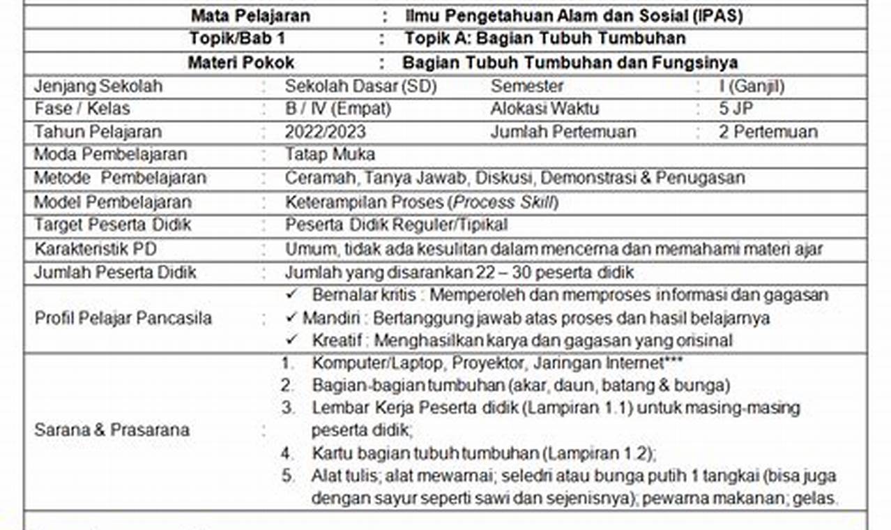 Optimalkan Pembelajaran: Panduan RPP Kelas 4 Kurikulum Merdeka