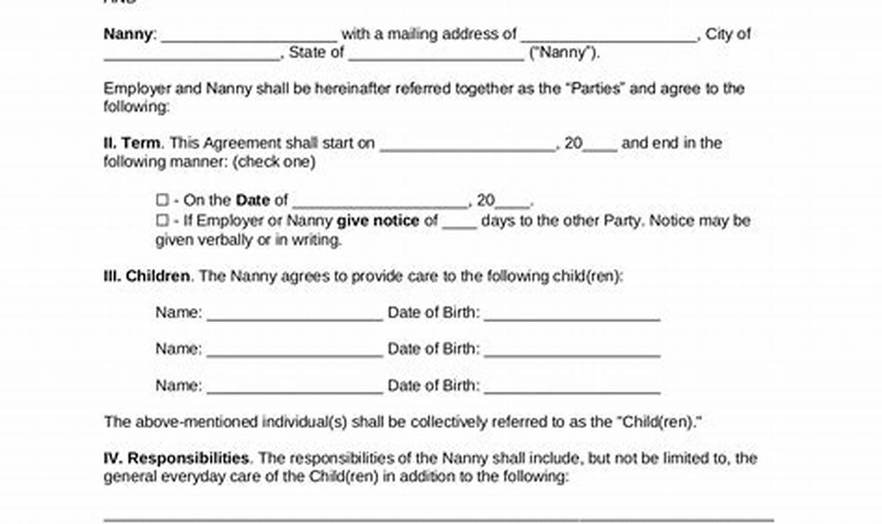 Get a Sample Nanny Contract PDF to Secure Your Childcare Agreement