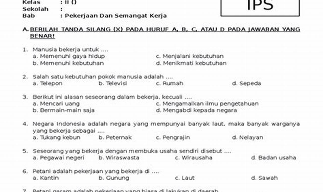 Soal IPS Kelas 5 Semester 2: Ujian Akhir Tahun dan Kunci Jawaban