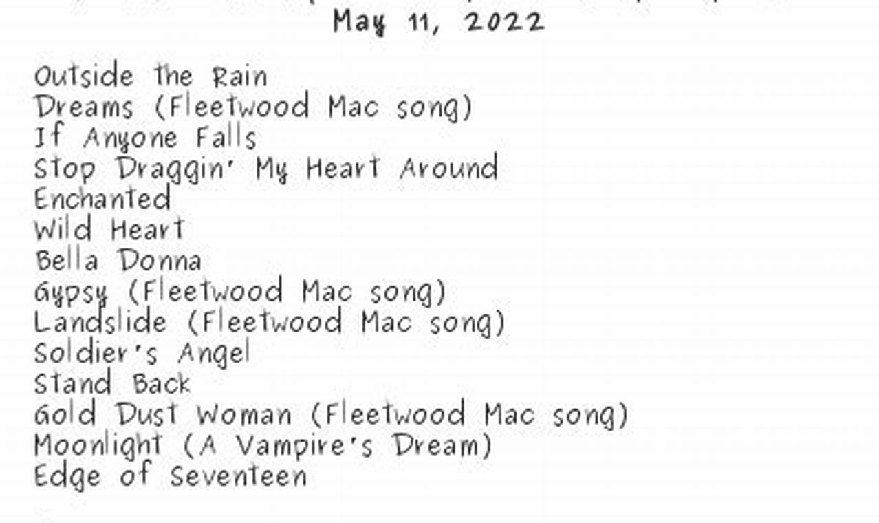 Stevie Nicks Setlist 2024 San Diego