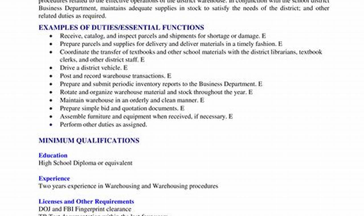 Warehouse Purchasing Job Description: A Comprehensive Guide