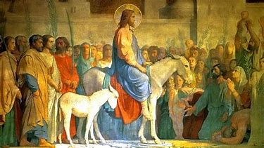 Image result for images jesus entering jerusalem on an ass