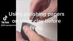 Handy tip to polish unfired ArtClay silver clay with your finer grade polishing papers before firing. It not only helps bring out the shine but also highlights any minute blemishes that are not easily visible. @with_artclaysilver @artclay_official @artclay_overseas @alliance_for_metal_clay_arts #silverclay #silverclayworkshop #metalclay #metalclayclasses #artclay #artclaysilver #silvermetalclay #jewellerymaking #jewellerytipsandtricks | Pepper Tree Jewellery