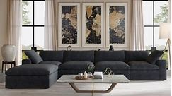 160.6" Modern Linen Sectional Sofa with Storage Ottoman. - Bed Bath & Beyond - 39301261