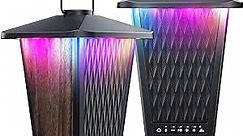 80W Outdoor Bluetooth Speaker Waterproof, True Wireless Stereo Sound with Punchy Bass, Multi-Connect up to 100 Speakers, 4 Adjustable Modes Beat-Driven Lights, Party/Patio/Pool Side/Beach, 2 Pack