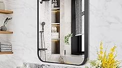 Black Vanity Bathroom Mirror for Over Sink,Wall Mounted Small Rectangle Mirror for Bedroom,Living Room,Farmhouse,Horizontally Or Vertically Hanging Mirrors of Home-12 * 16in