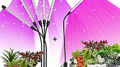 WEDCOL Plant Grow Lights - Full Spectrum Grow Light for Indoor Lights Adjustable Gooseneck 135 LED Grow Lamp with 3/9/12H Timer, 10 Dimmable Levels & 3 Switch Modes, 2 Pack(Purple&Warm Light)