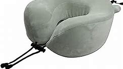 FH Group Ultimate Comfort Memory Foam Support Travel Neck Pillow Plush Velour Gray