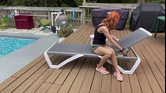 Kozyard Patio Chaise Lounge Chair - Full Flat Alumium & Resin Legs, Outdoor Reclining Adjustable Chair for Sunbathing, Beach, Patio, Lounge Set or Patio Table(Aqua Textilence W/O Table)