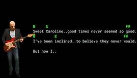 Neil Diamond - Sweet Caroline , chords lyrics , Original Key