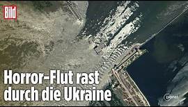 Zerstörter Staudamm in der Ukraine: Wassermassen fluten über 80 Orte