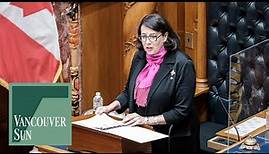 B.C. Lieutenant Governor Janet Austin gives speech from the throne | Vancouver Sun