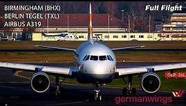 Germanwings Full Flight - Birmingham to Berlin Tegel (Airbus A319)