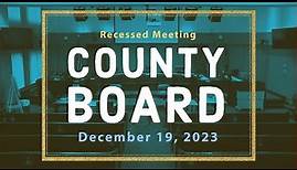 Arlington County Board Recessed Meeting | December 19, 2023