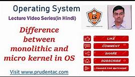 Difference between monolithic and micro kernel in OS