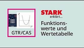 Funktionswerte und Wertetabelle mit dem Taschenrechner (GTR/CAS) bestimmen | STARK erklärt