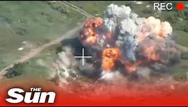 Huge explosion erupts as Ukrainian forces blow up Russian howitzers in Soledar