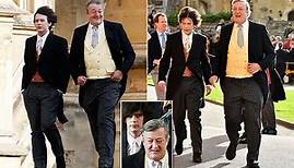 Stephen Fry and husband Elliott Spencer attend royal wedding