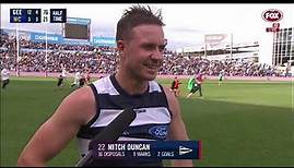 Mitch Duncan unloads a 65m Torp on the Half-Time Siren | Geelong v WCE: Round 6, 2021