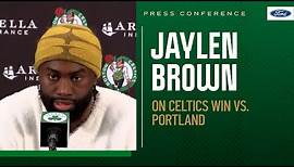 PRESS CONFERENCE: Jaylen Brown on 10,000 career points, win vs. Portland
