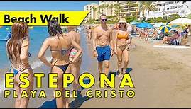 Estepona Beach walk - Summer 2022 - Playa del Cristo, Costa del Sol immersive virtual walking tour