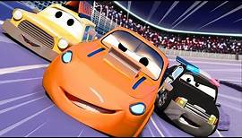 Der Streifenwagen in Autopolis - Das große Rennen - Lastwagen Zeichentrickfilme für Kinder 🚓 🚒