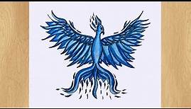 How to Draw a Blue Phoenix I Phoenix Bird Drawing Tutorial