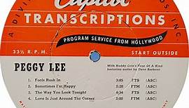 Peggy Lee - Peggy Lee With Buddy Cole's Four Of A Kind Featuring Guitar By Dave Barbour
