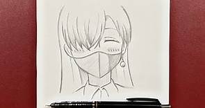 Easy anime drawing | how to draw Elizabeth wearing a Mask easy step-by-step