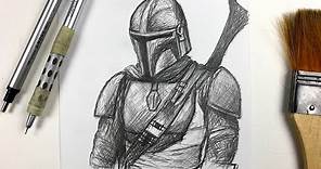How To Draw THE MANDALORIAN: Step by Step (ONE PENCIL)