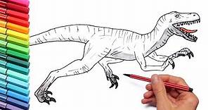 Drawing and Coloring Velociraptor From Jurassic World - Dinosaurs Color Pages for Childrens