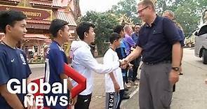 Thai soccer team reunite with some of the Australian divers who helped saved them from cave